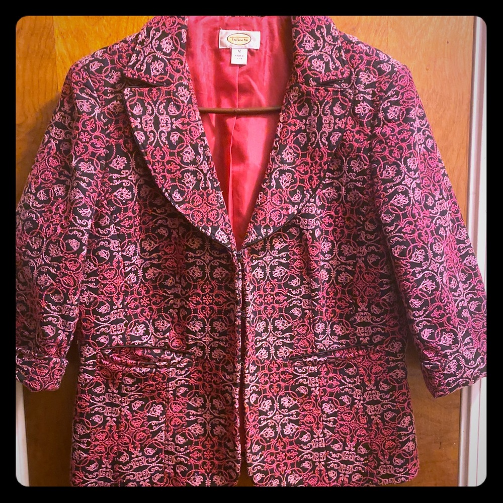 Ladies Pink and Black Blazer from Talbots size 12